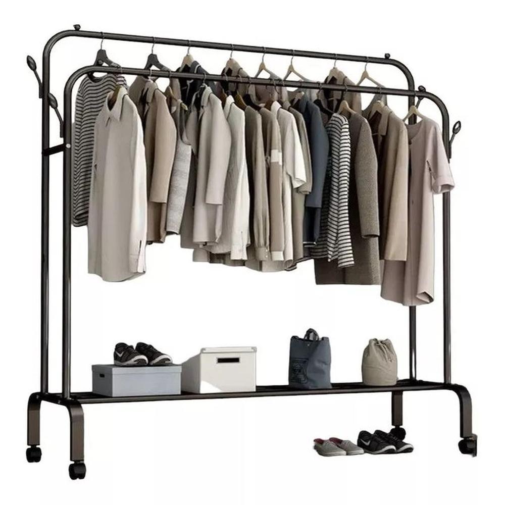 Estante Organizador Ropa Perchero Con Ruedas PB  NEGRO