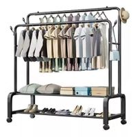 Organizador De Ropa Doble con Estantes De 2 Niveles con Ruedas