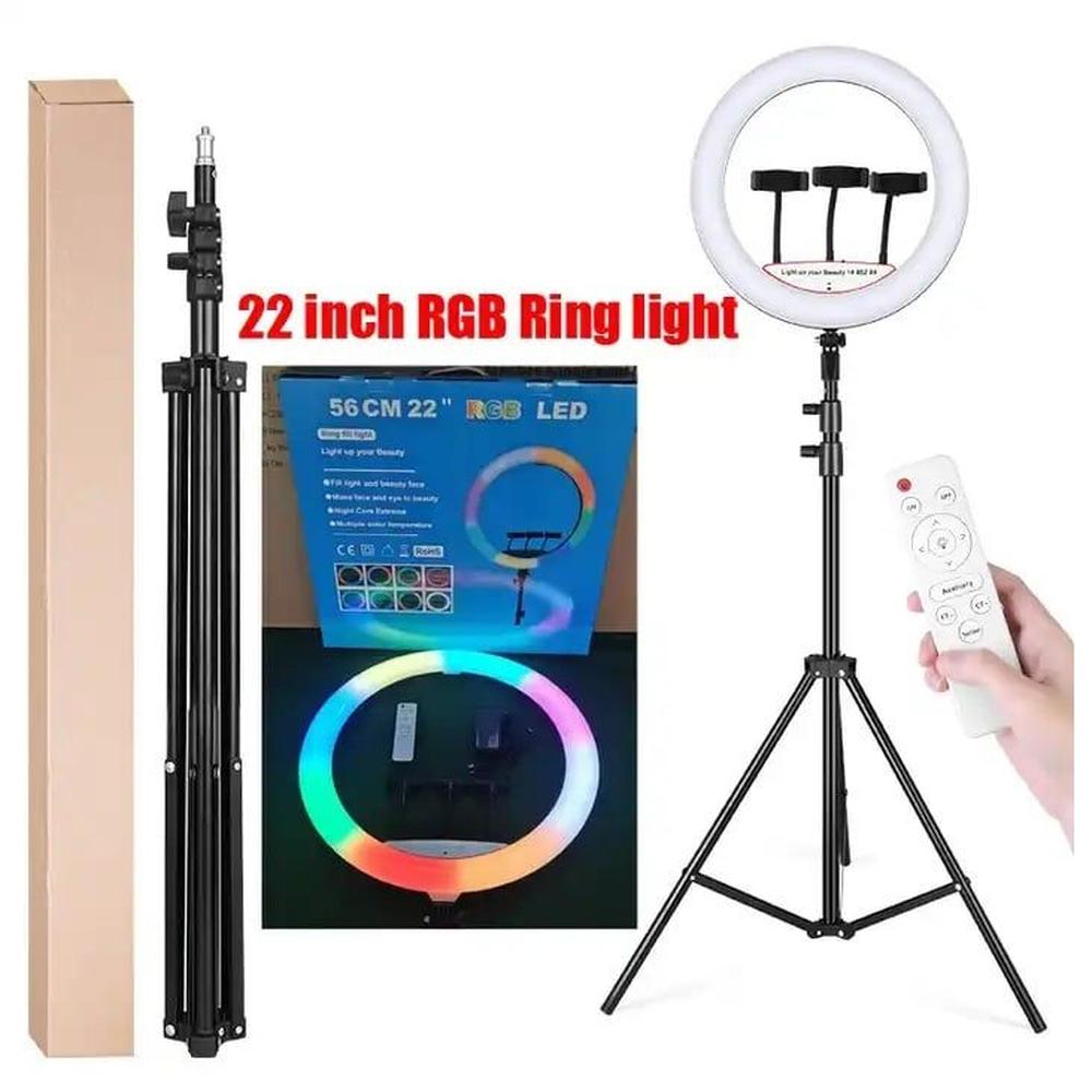 Aro Luz Led Touch de 56 CM RGB + Trípode + Control Remoto