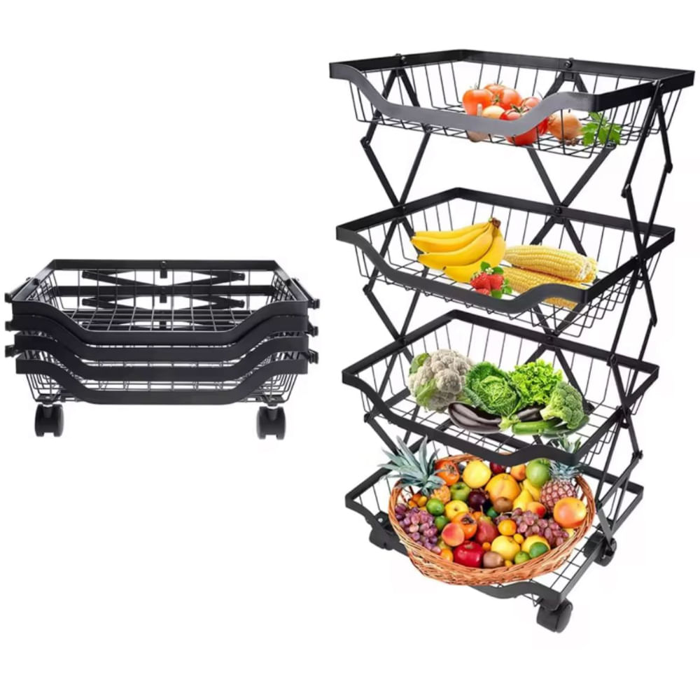 Verdulero Frutero 4 Niveles Organizador Plegable Cocina Carrito