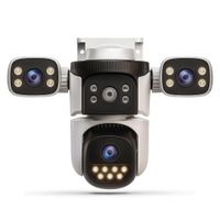 Cámara de seguridad exterior WiFi 3 lentes con alarma inteligente