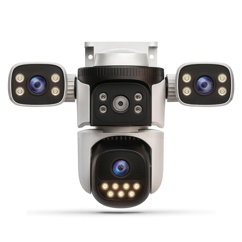 Cámara de seguridad exterior WiFi 3 lentes con alarma inteligente