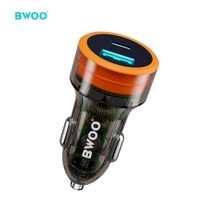 CARGADOR DE COCHE TRANSPARENTE, CARGA RÁPIDA, 2 EN 1 USB-A+USB-C DE 38W BO-CC85 BWOO