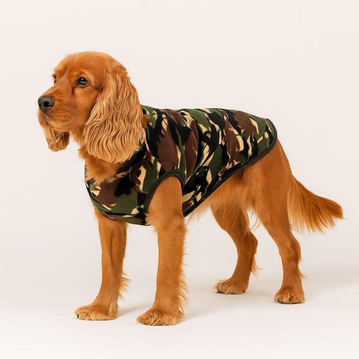 POLERA DE FELPA HIPOALERGÉNICA CAMUFLAJE PARA PERROS – TALLA