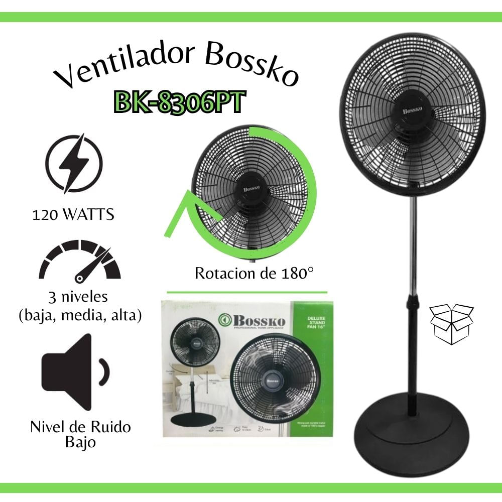 Ventilador 16” de Pedestal Bossko BK-8306/PT