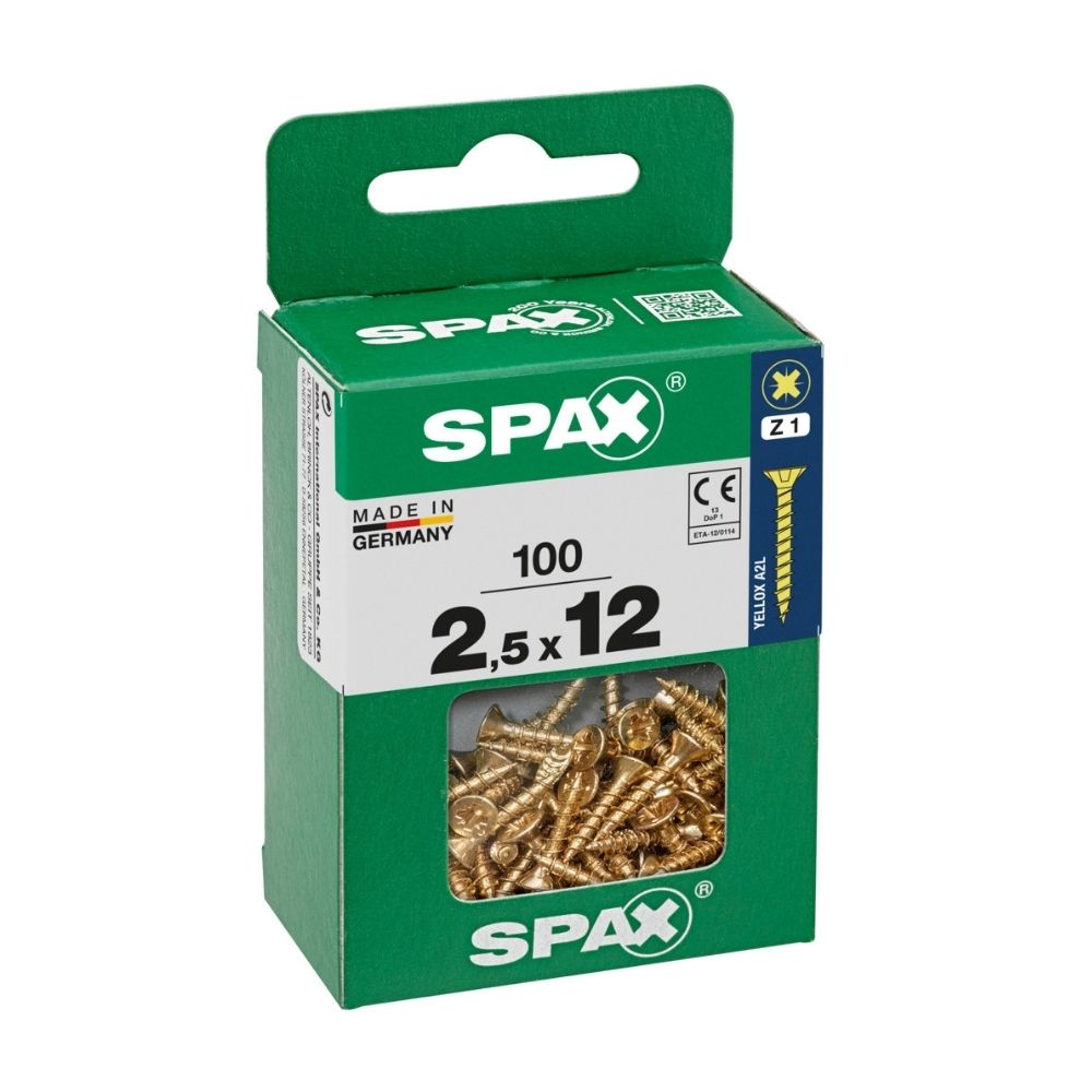 Tornillo Spax Cabeza Plana Bicro 2.5x12 M - 100 unidades