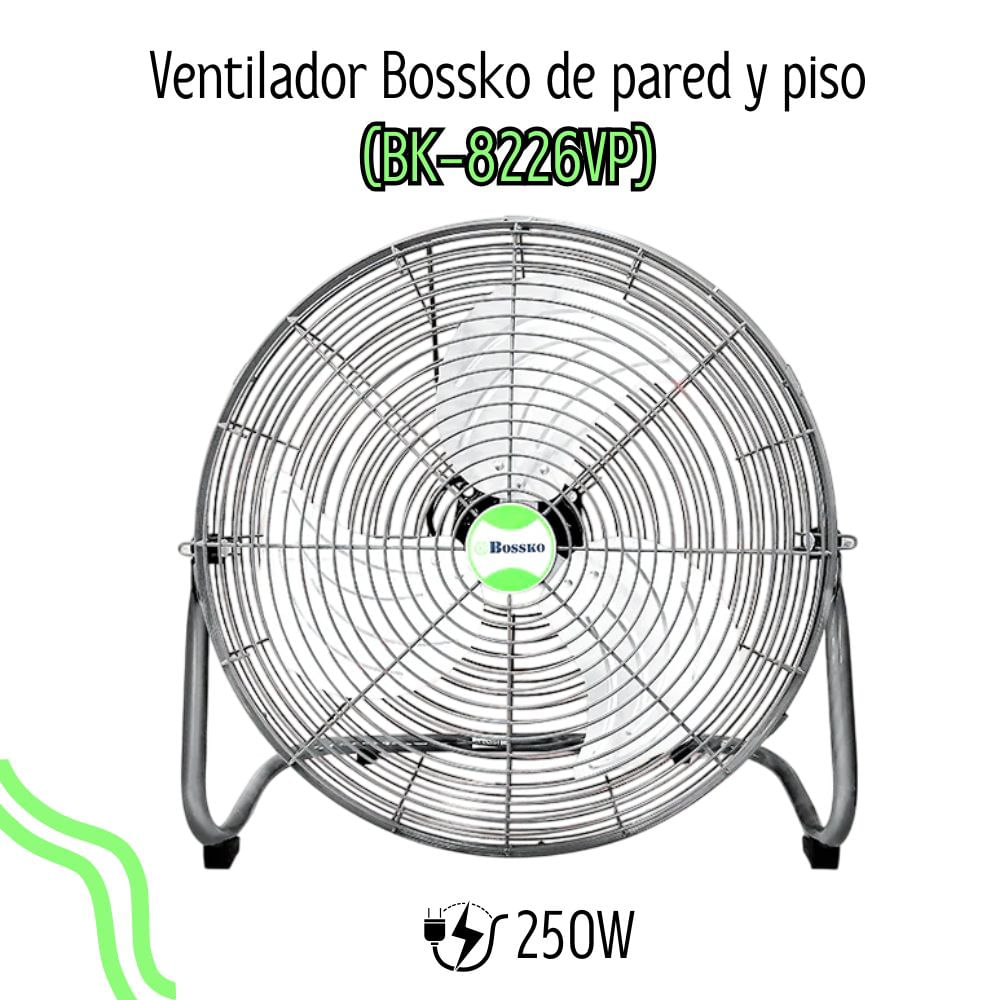 Ventilador Bossko de Piso 18"" 250 Watts BK-8226/VP Gris