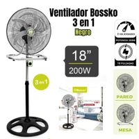 Ventilador Bossko de 18b  metal de 5 Aspas 200W  BK-8219NG