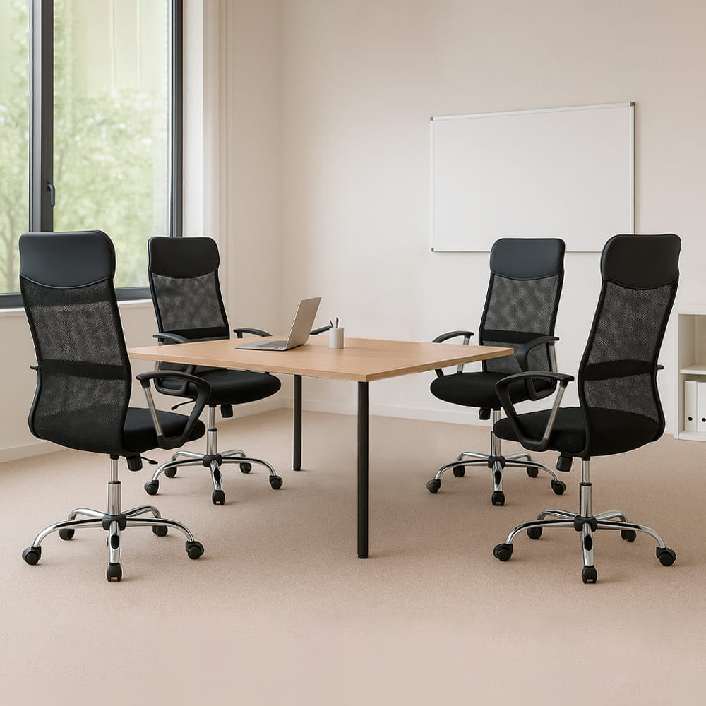 Juego de 4 Sillas de Oficina Ejecutiva Base de Acero Komsum SLS990320 Negro