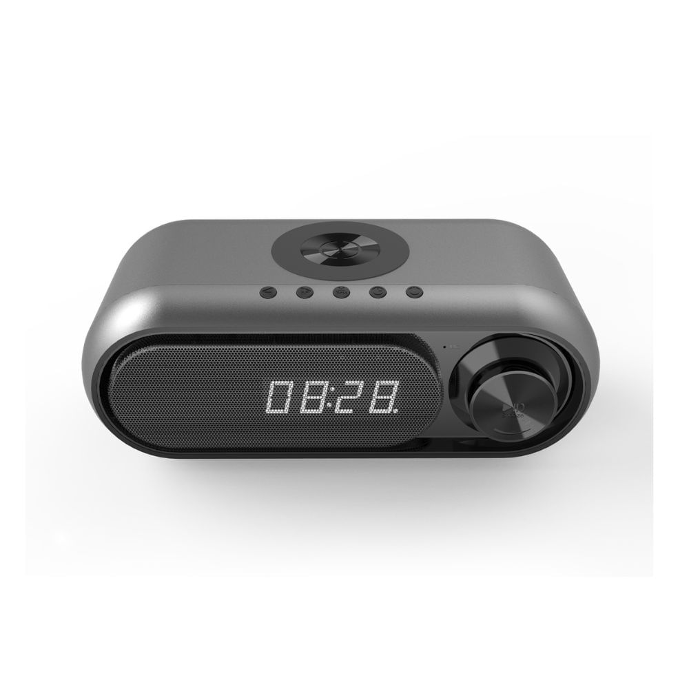 Parlante despertador reloj bluetooth Carga inalambrica