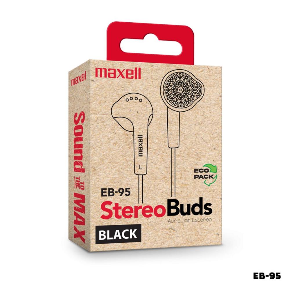 AUDIFONOS MAXELL ALAMBRICOS STEREO BUDS EB-95 NEGRO