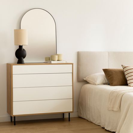 Cómoda Moderna Alma 4 Cajones Duna/Blanco R&R MUEBLES Cómoda Moderna Alma 4 Cajones Duna/Blanco R&R MUEBLES