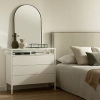 Cómoda Moderna Maju con Vidrio 3 Cajones Blanco R&R MUEBLES