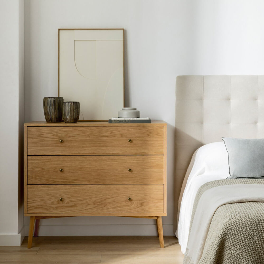 Cómoda Moderna Yolet 3 Cajones Roble R&R MUEBLES