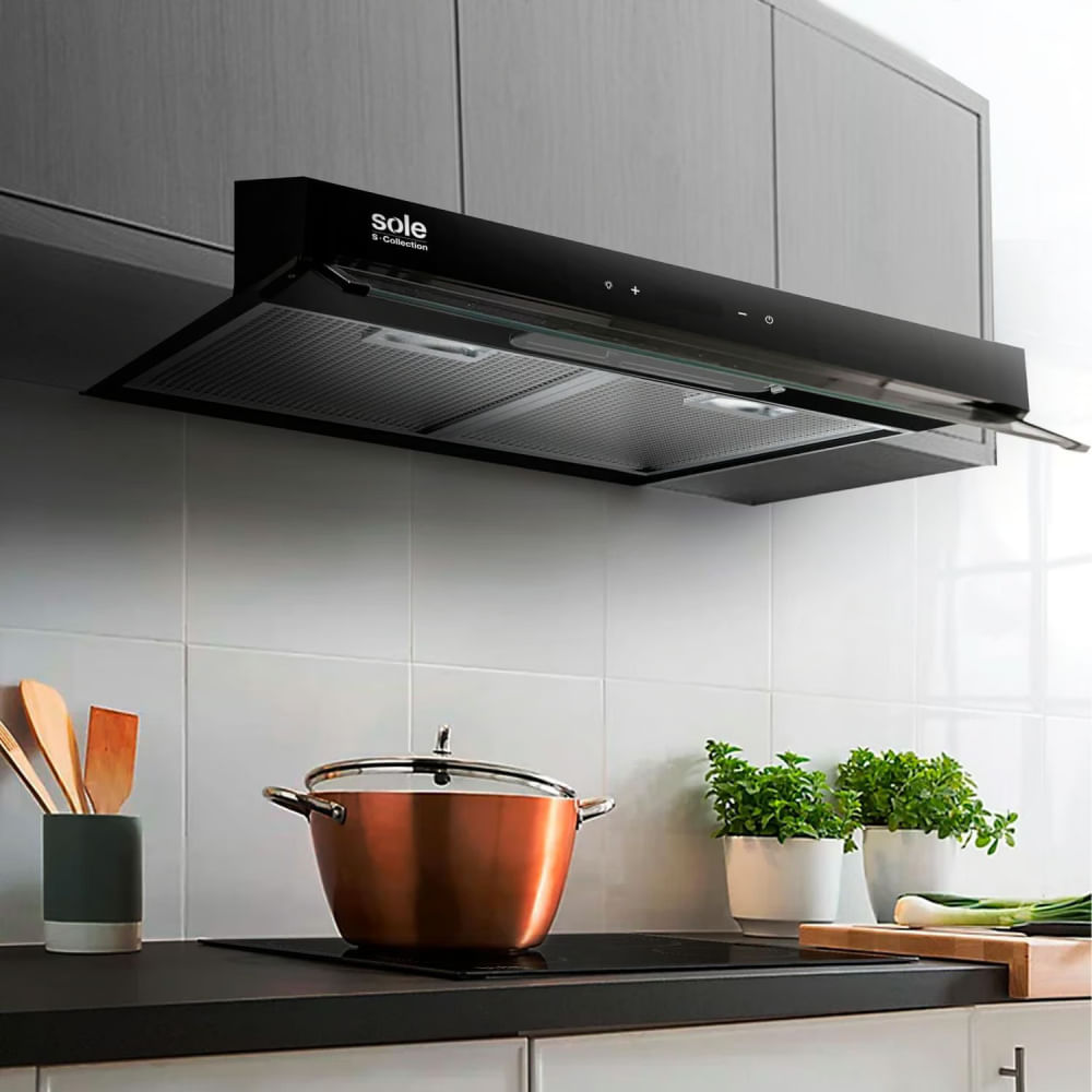 Campana Extractora Sole 60cm Slim Black TURE18CO Negro Campana Extractora Sole 60cm Slim Black TURE18CO Negro