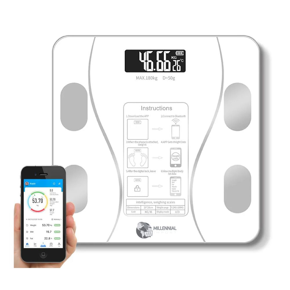Balanza Digital Smart Bluetooth 180 kg Color Blanco Balanza Digital Smart Bluetooth 180 kg Color Blanco