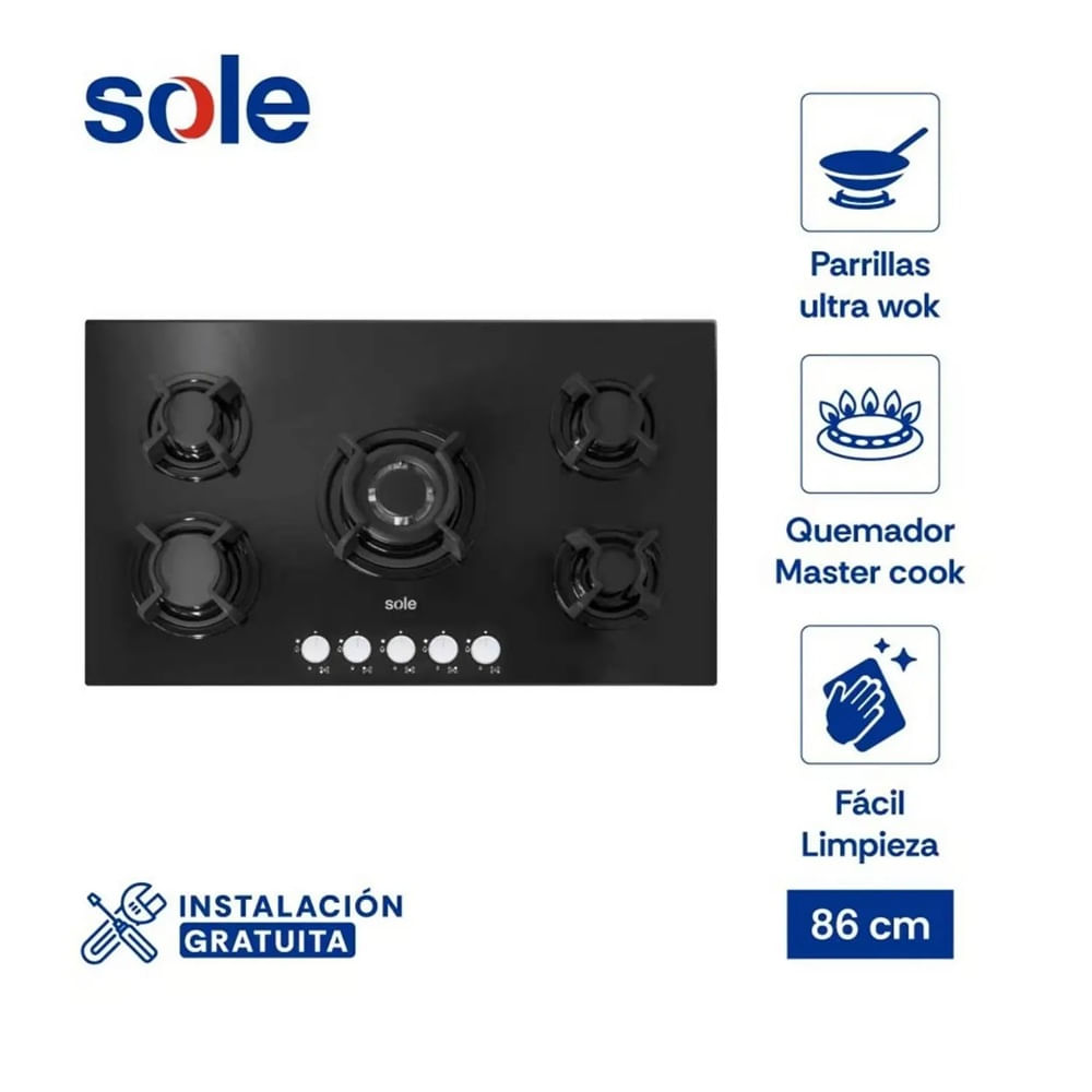 Encimera Vidrio Templado GLP Sole SOLCO033 86cm Encimera Vidrio Templado GLP Sole SOLCO033 86cm