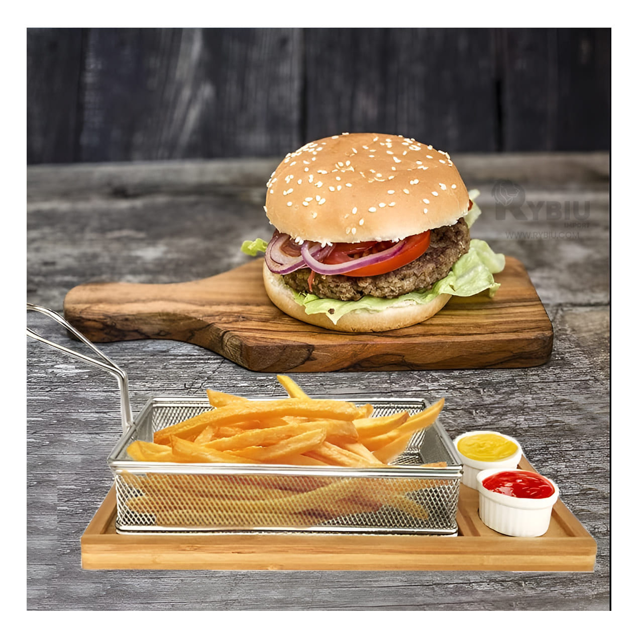 Cesta para Freir en Tono Plateado Y+Papel de Regalo