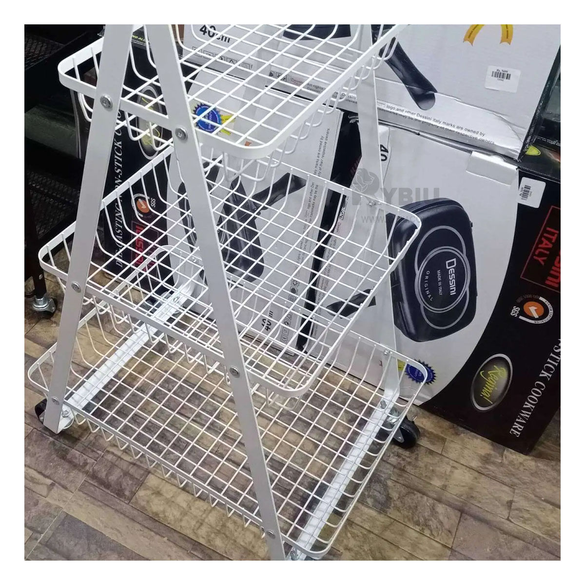 Estante Triangular de 3 Niveles con Ruedas Blanco
