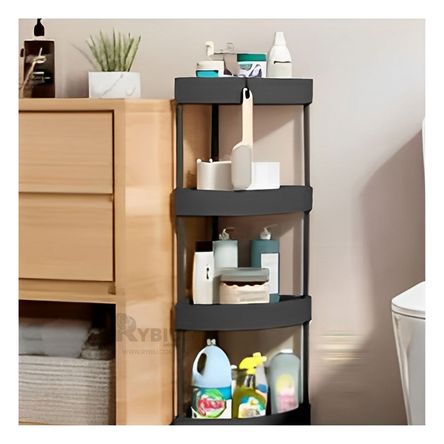 Estante Esquinero de 4 Niveles con Ruedas Color Negro