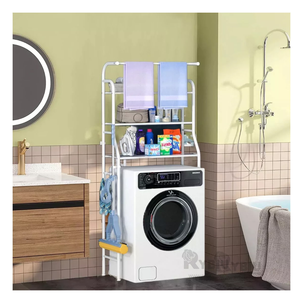 Estante Resistente para Baño con 3 Niveles de Color Blanco