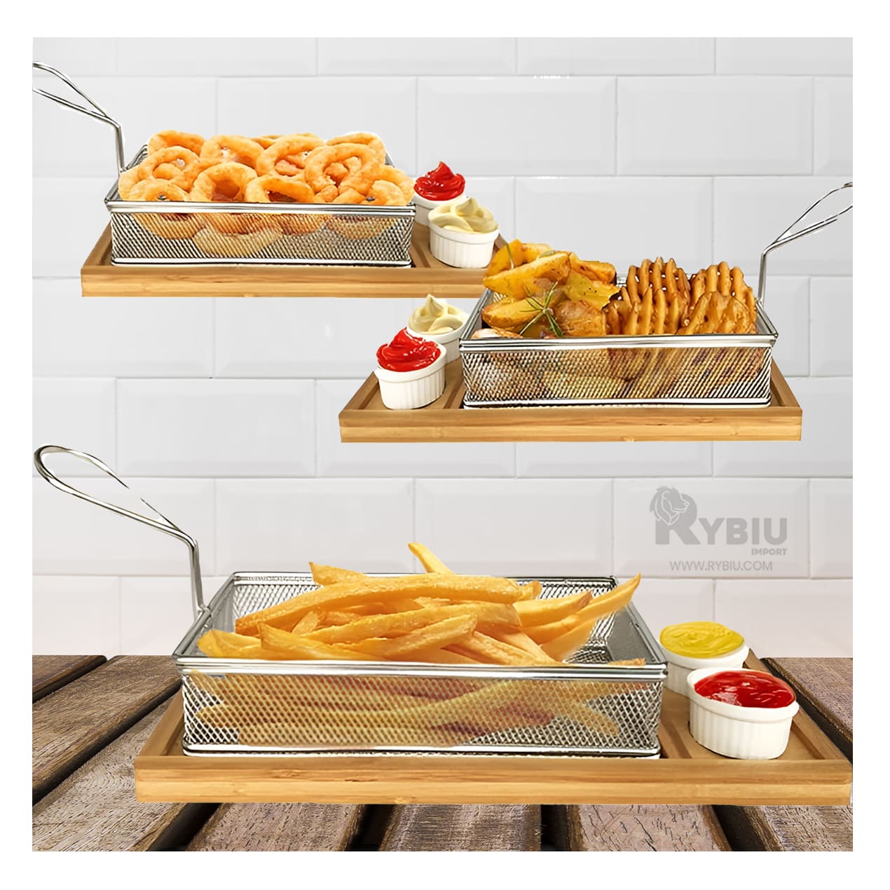 Cesta para Frituras de Acero Inoxidable de Color Plateado