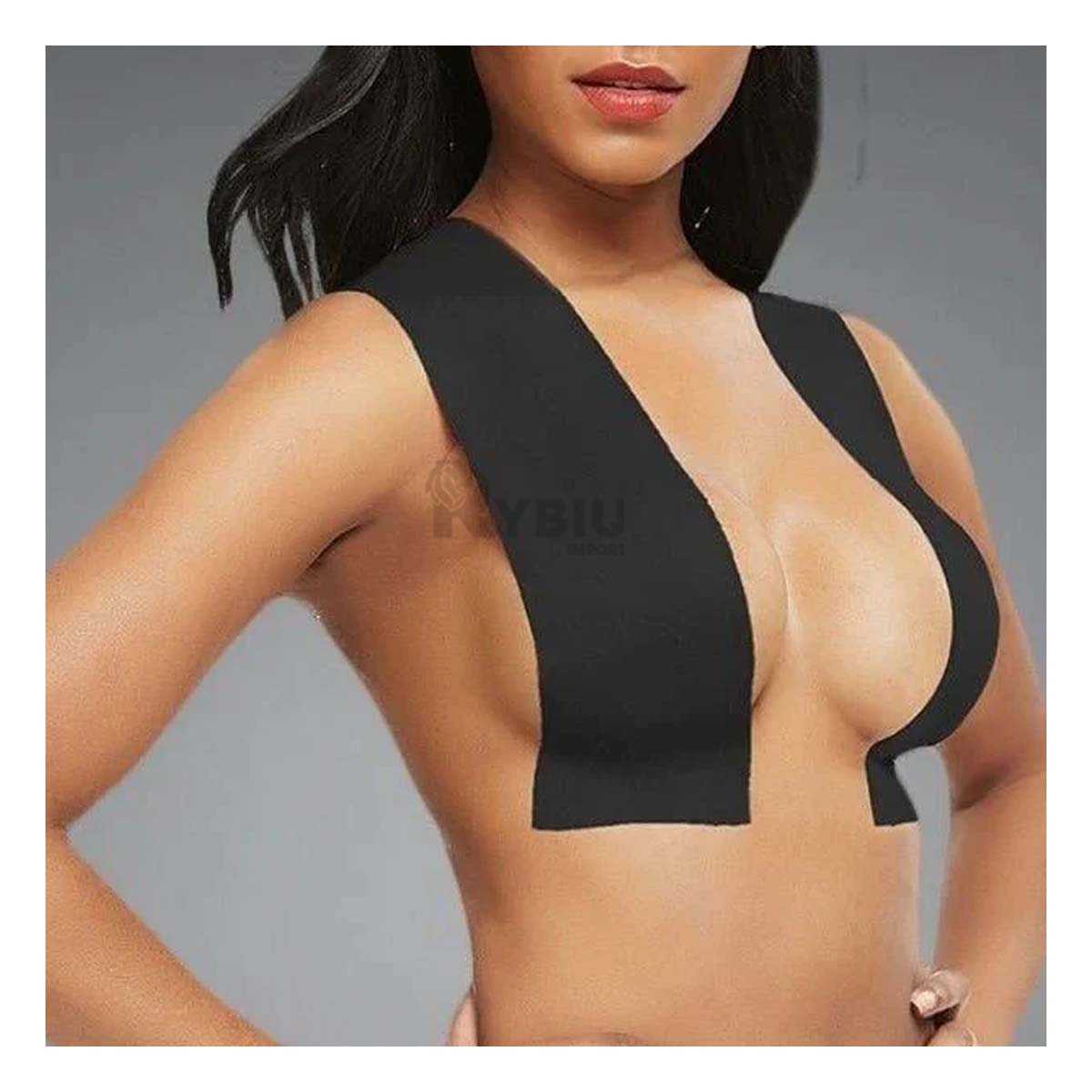 Cinta Discreta para Levantar Senos en Color Negro Y+Stickers