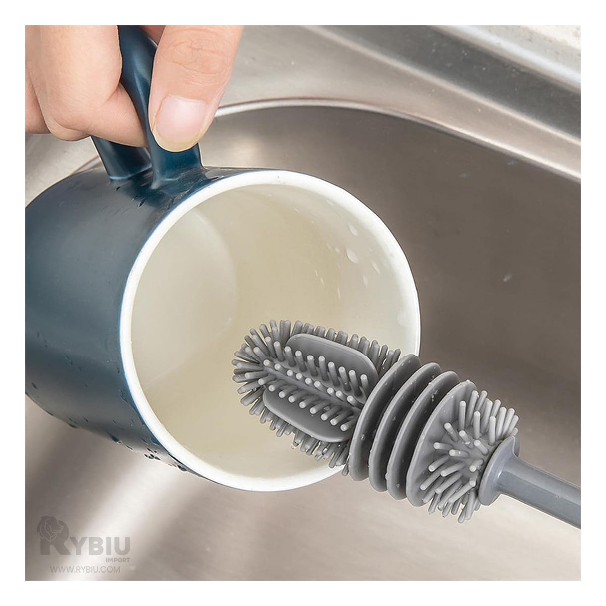 Cepillo de Mango Largo para cepillar Termos Plomo Y+Stickers