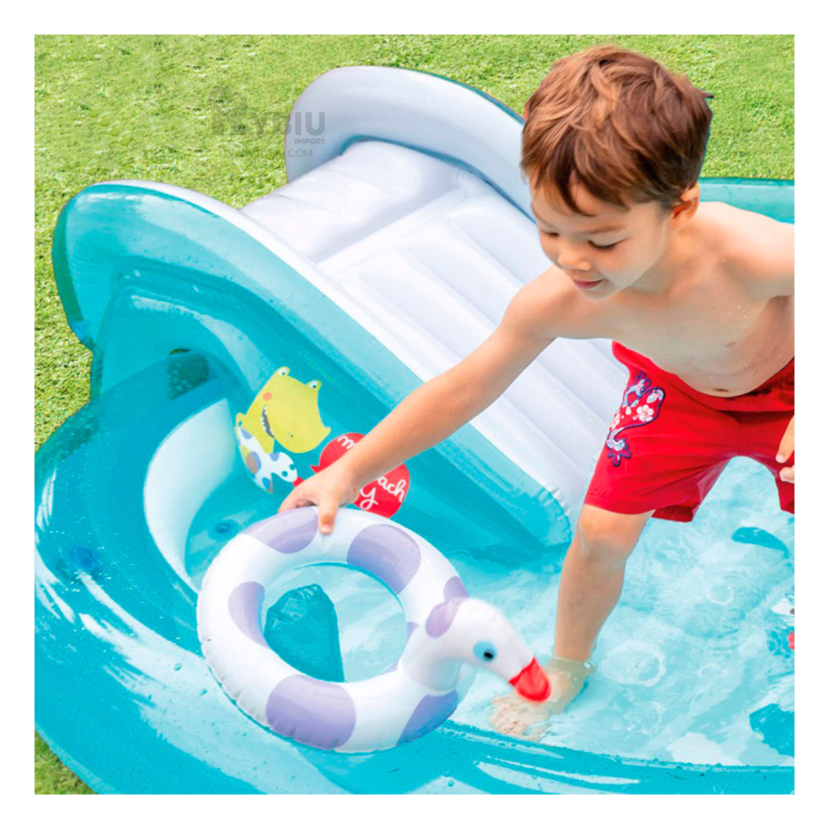 Centro de Juego Infable en Celeste Y+Papel de Regalo