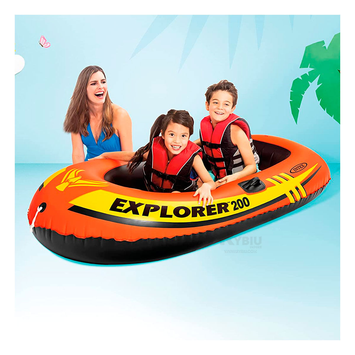 Bote de Verano Inflable en Color Naranja Y+Papel de Regalo