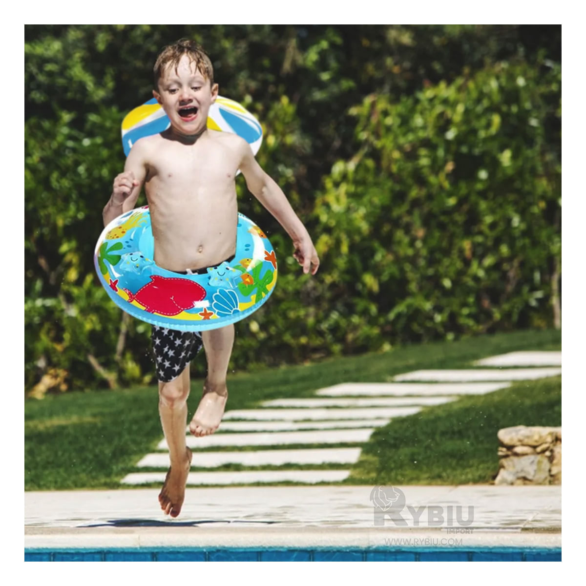 Flotador Moderno con Diseño de Celeste Y+Papel de Regalo