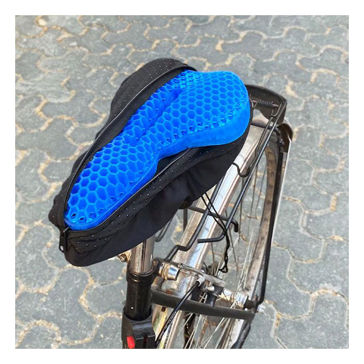 Asiento de Gel para Bicicleta con Funda Protectora Azul