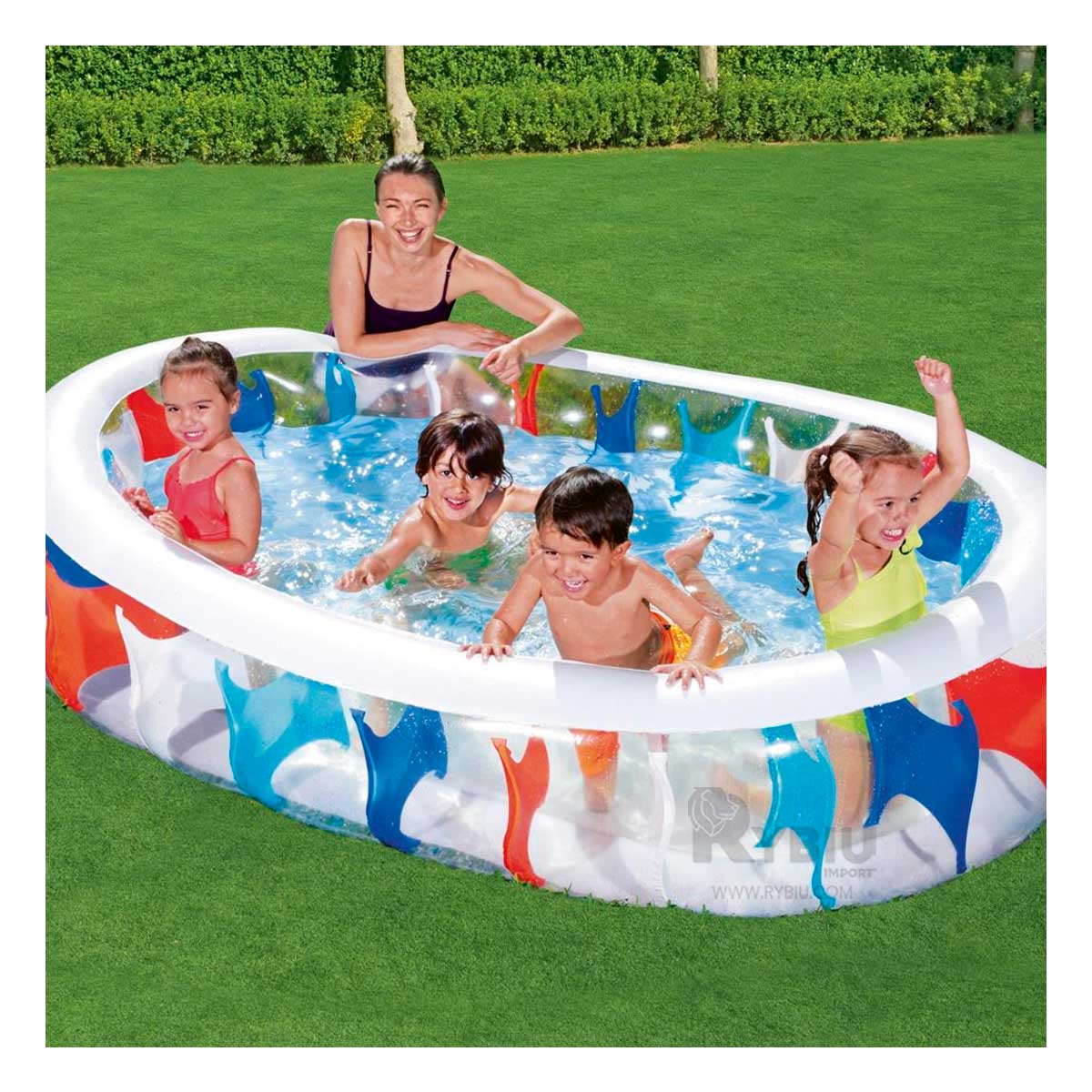 Piscina Eliptica Inflable para Niños 54066 Multicolor