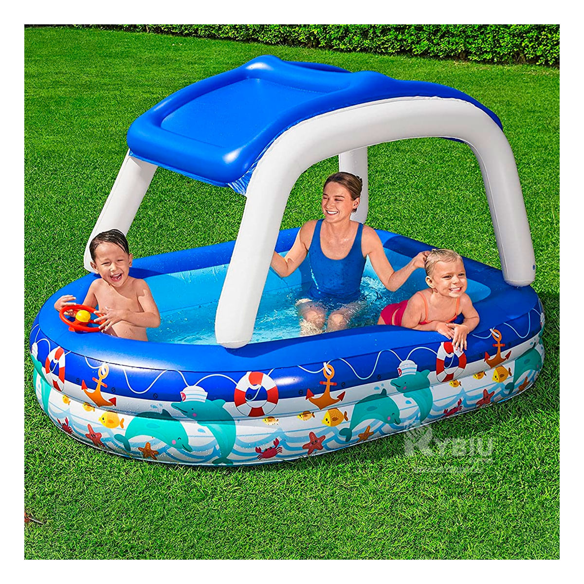 Piscina Familiar Full Diversion en Celeste Y+Stickers