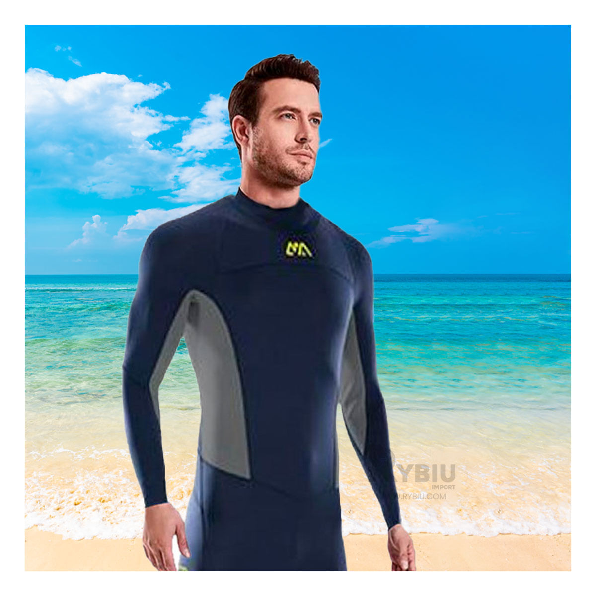 Traje con Mangas para Verano Azul Y+Papel de Regalo