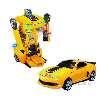 Vehiculo Didactico para Niños de Robot Amarillo Y+Stickers