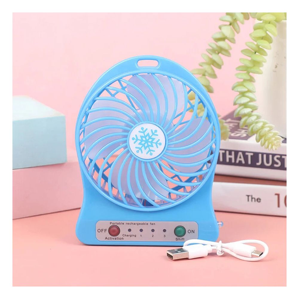 Ventilador Mini con Cable Recargable Azul Y+Papel de Regalo Ventilador Mini con Cable Recargable Azul Y+Papel de Regalo