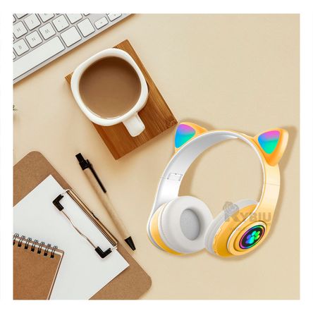 Headphones Divertido en Color Amarillo Y+Post-it adhesivos Headphones Divertido en Color Amarillo Y+Post-it adhesivos