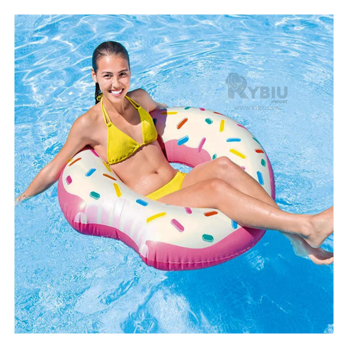 Flotador Practico con Forma de Rosquilla Pink Y+Stickers