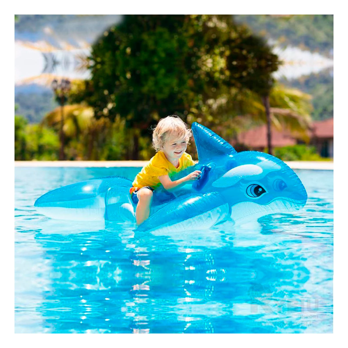 Flotador con Diseño de Ballena de Vinilo Azul Y+Agendita