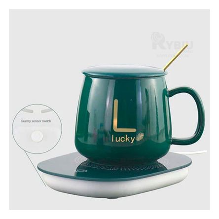 Calentador con Taza de Ceramica Termica en Color Verde Calentador con Taza de Ceramica Termica en Color Verde