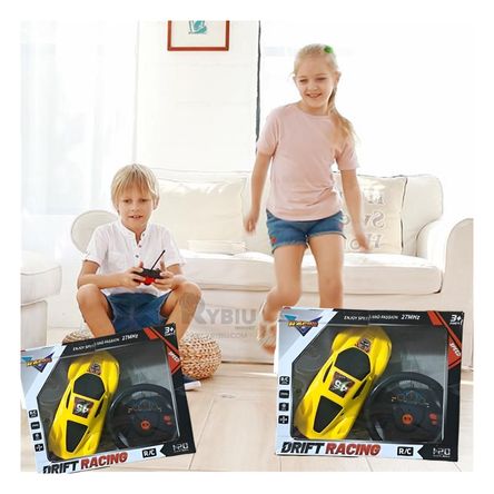 Carrito Divetido con Control Amarillo Y+Stickers