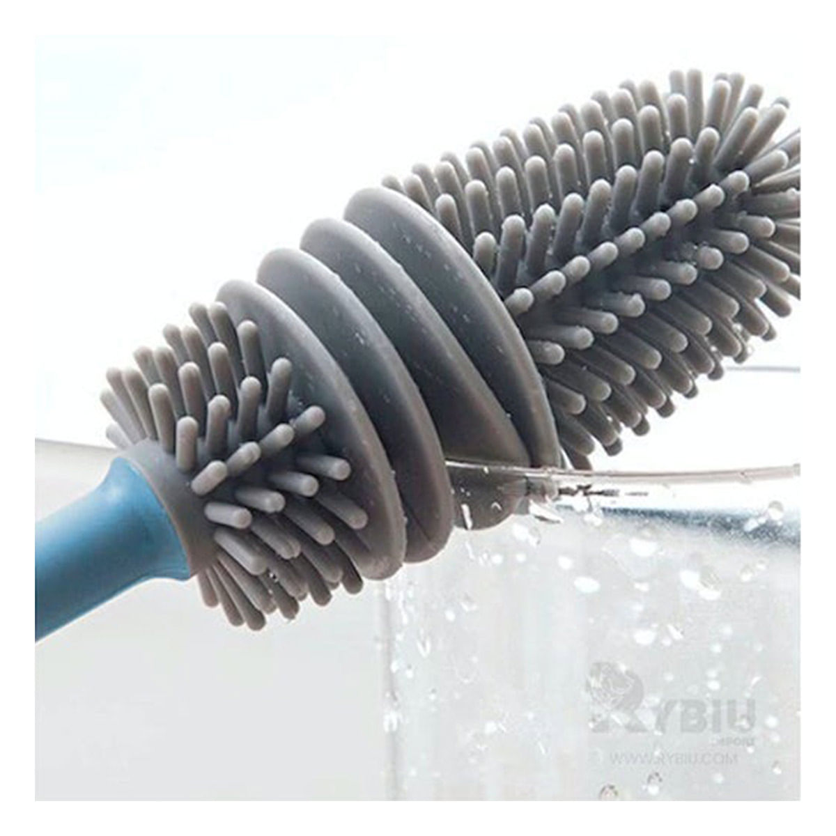 Cepillo Eficaz para Botellas de Agua Celeste Y+Stickers