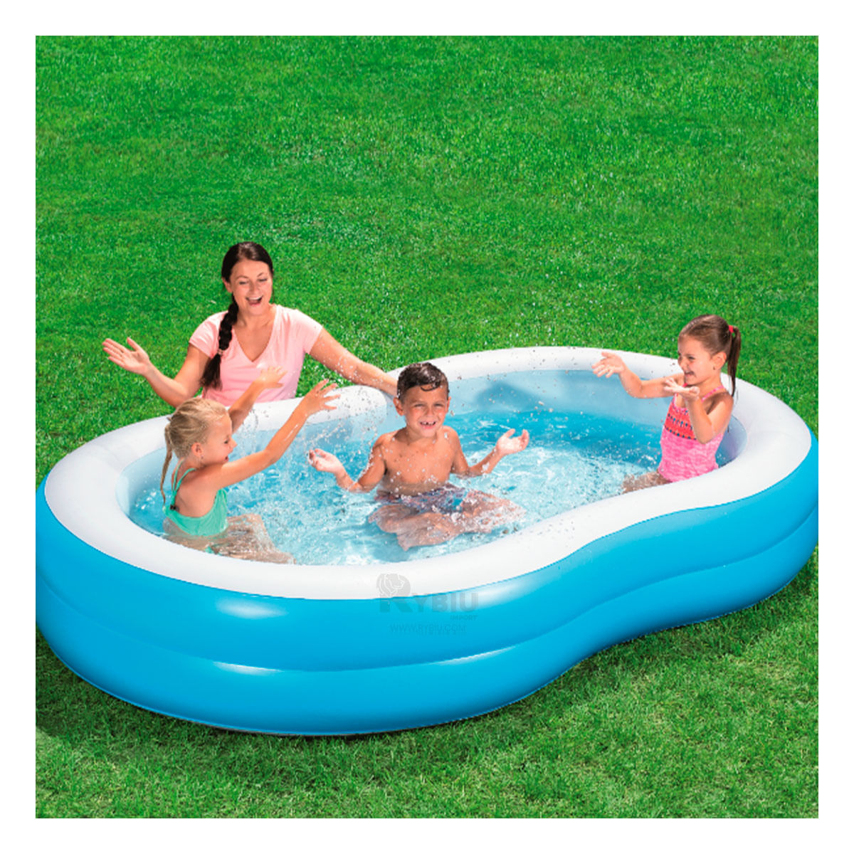 Piscina Familiar Agua en Celeste Y+Stickers