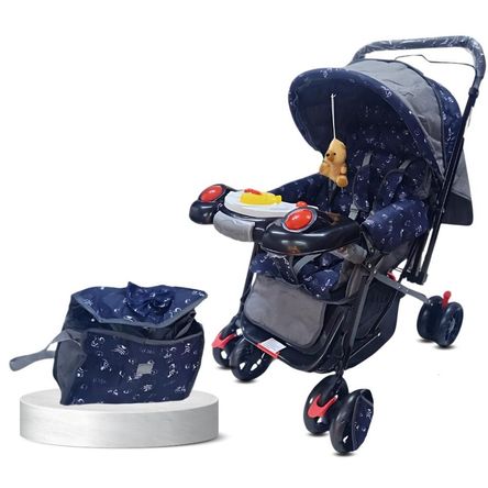 Coche Cuna De Lujo «SHABERT II» con Juegos Didácticos Azul-Gris Coche Cuna De Lujo «SHABERT II» con Juegos Didácticos Azul-Gris