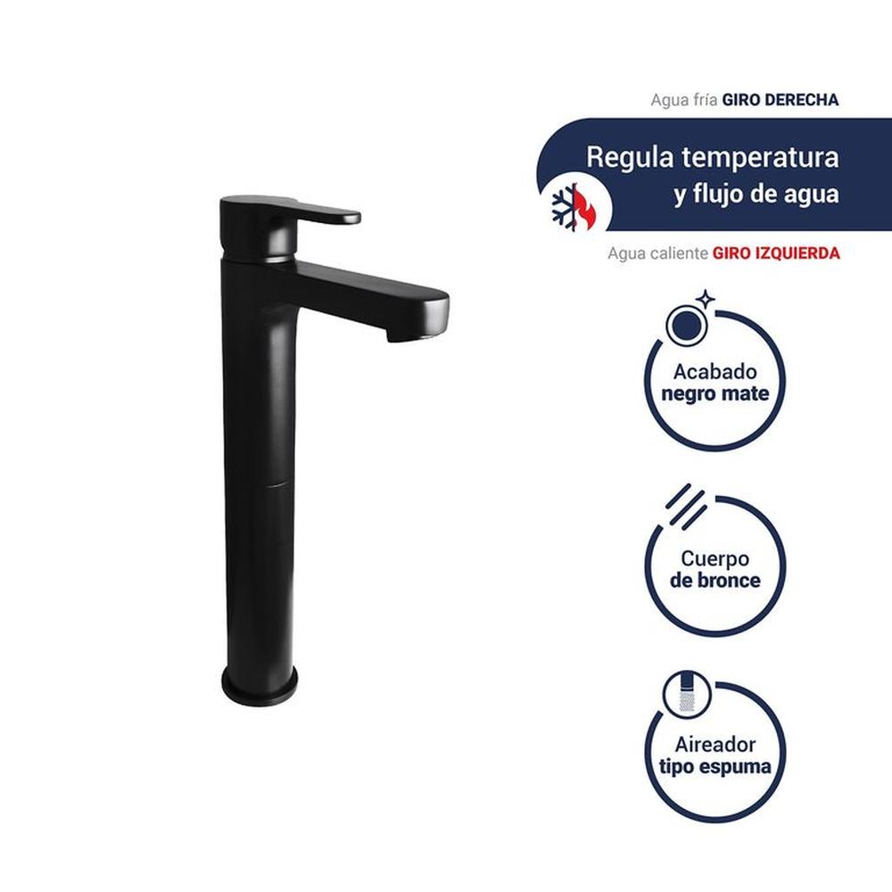 Monocomando para lavatorio alta maui black