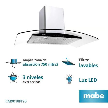 Campana De Pared 90 Cm 3 Velocidades Inox Mabe - Cm9018piy0 Campana De Pared 90 Cm 3 Velocidades Inox Mabe - Cm9018piy0