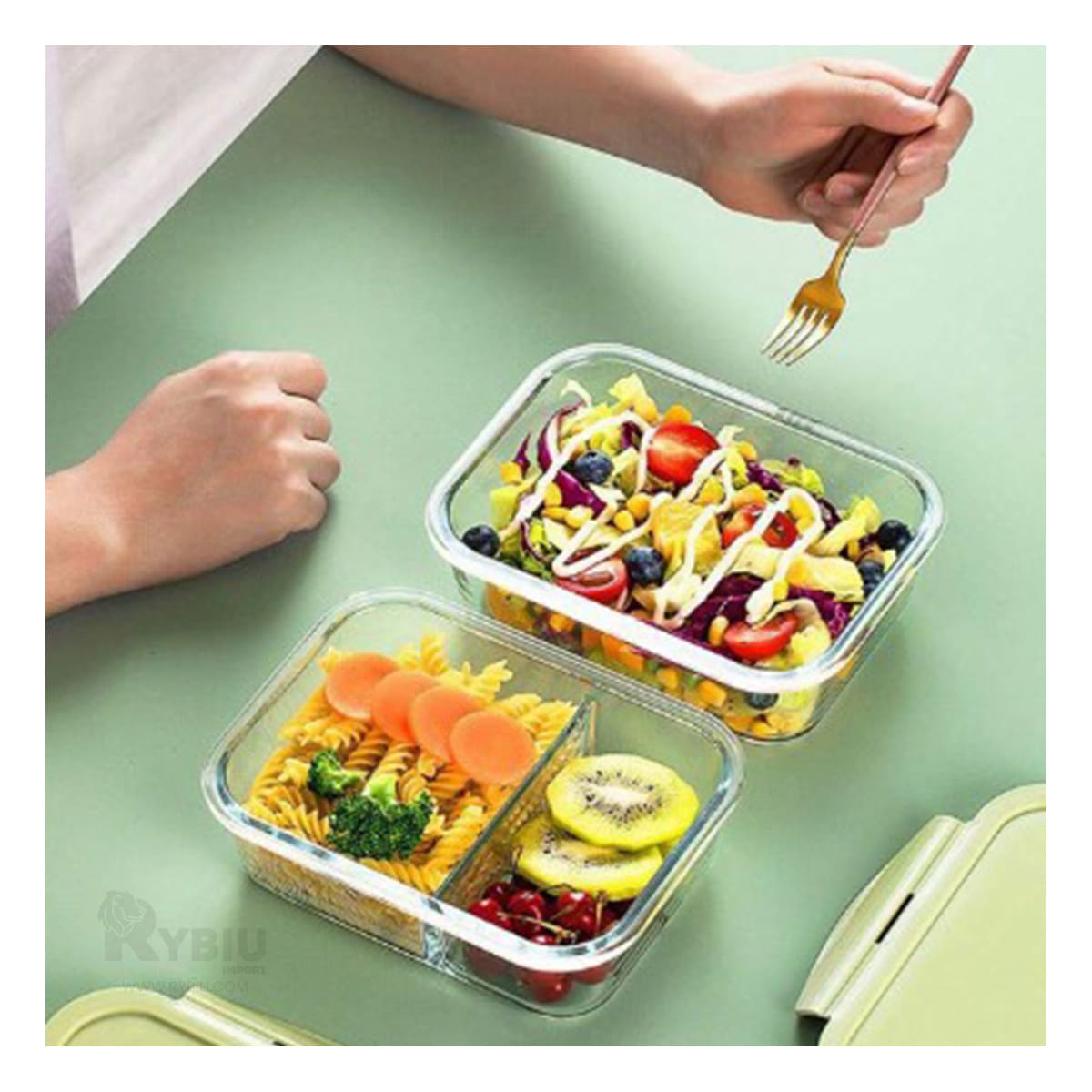 Taper Practico con 2 Divisiones y con Tapa de Color Verde