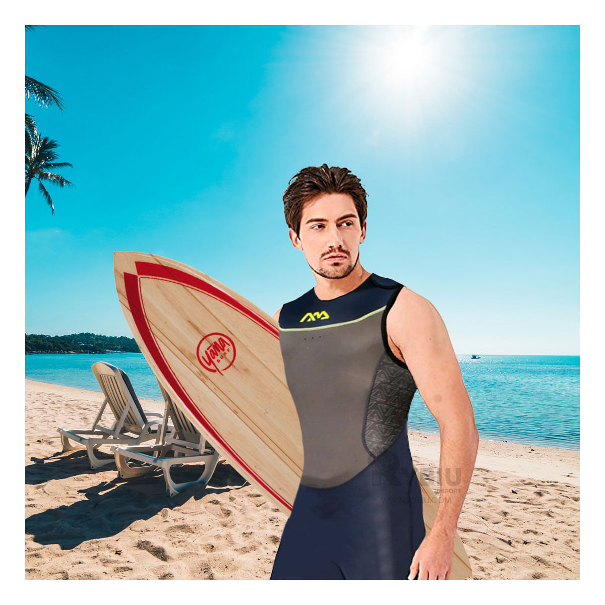 Traje Versatil y Seguro para Nadar Azul Y+Papel de Regalo