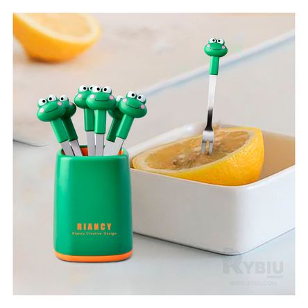 Tenedor Moderno y Refinado Diseño de Sapo Verde Y+Agendita Tenedor Moderno y Refinado Diseño de Sapo Verde Y+Agendita